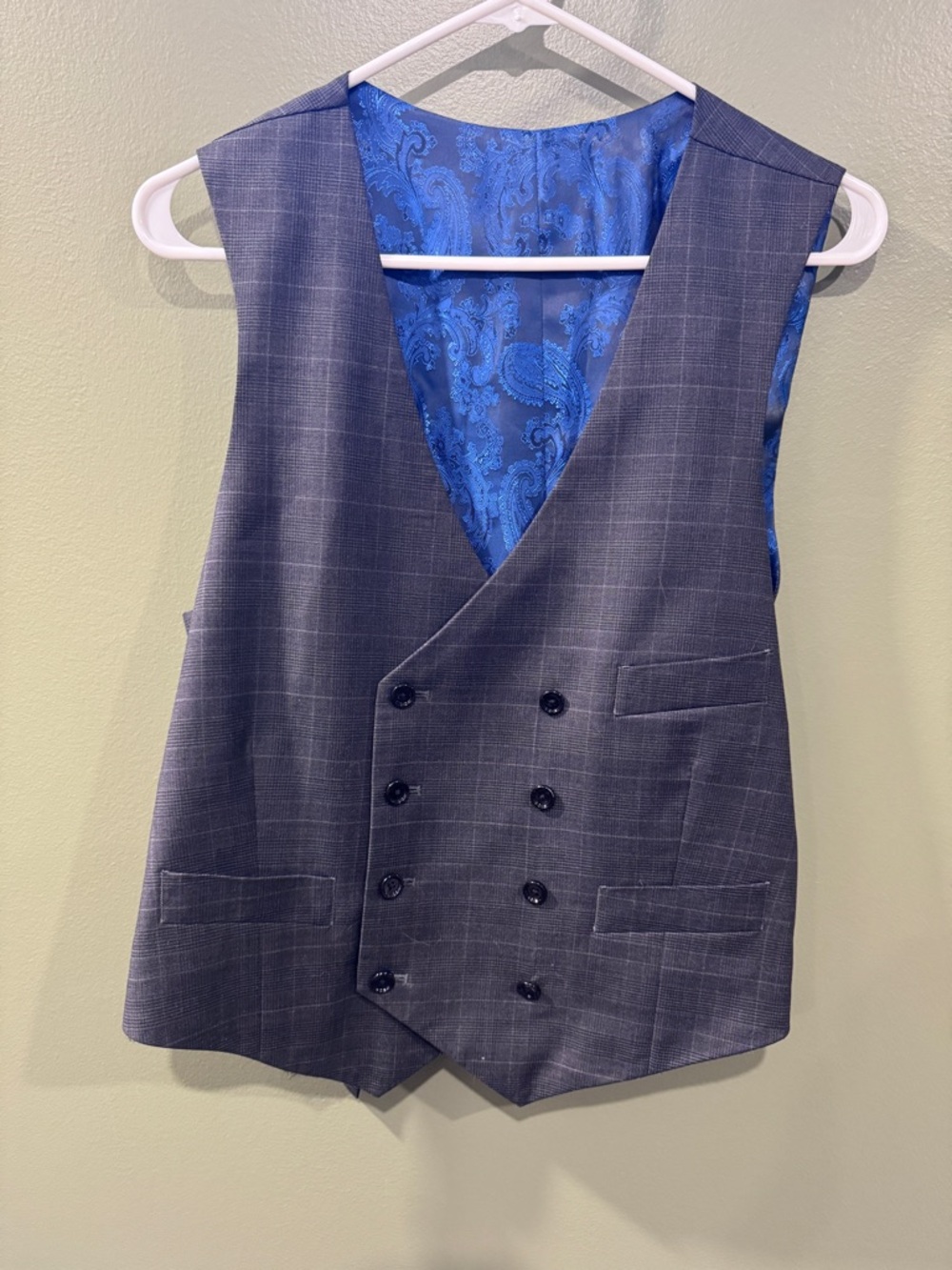 Indochino Men’s Formal Blue Paisley Vest Wool